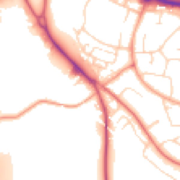 Daytime road noise heatmap for SG2 8DE
