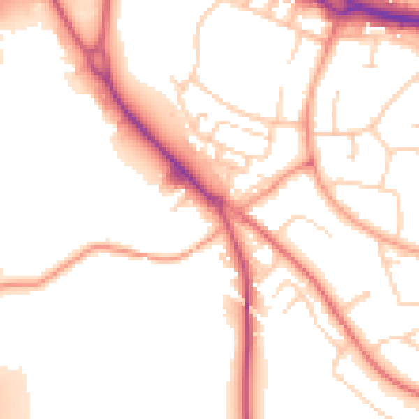 Daytime road noise heatmap for SG2 8DT