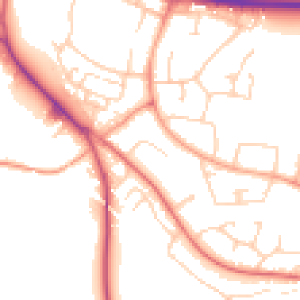 Daytime road noise heatmap for SG2 8DZ