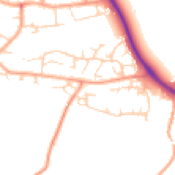 Daytime road noise heatmap for SG2 8FD