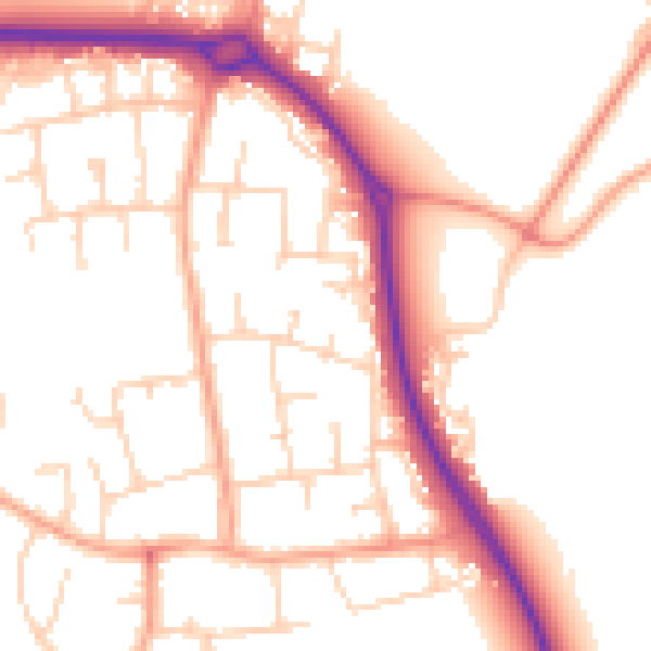 Daytime road noise heatmap for SG2 8JR