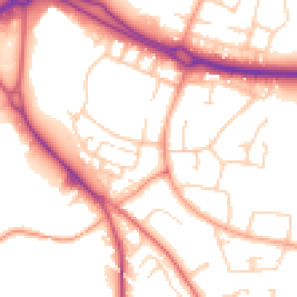 Daytime road noise heatmap for SG2 8QL
