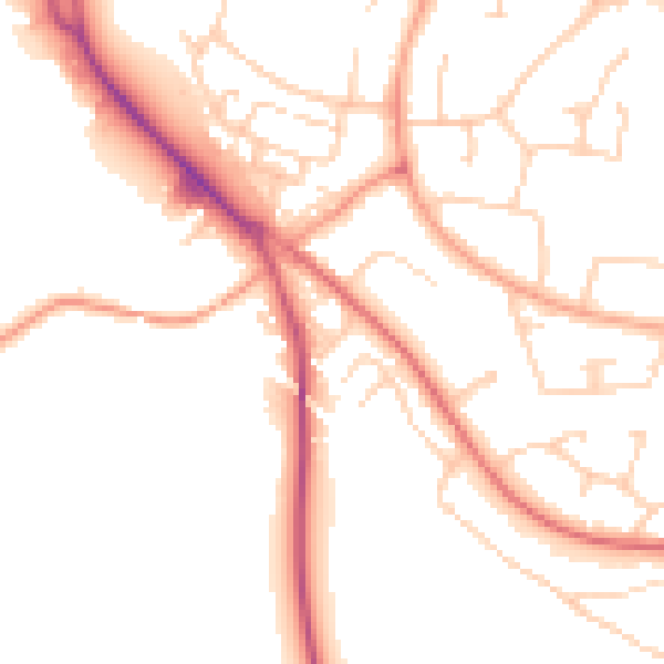 Daytime road noise heatmap for SG2 8QQ