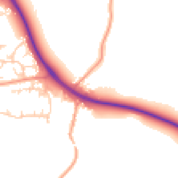 Daytime road noise heatmap for SG2 8SB