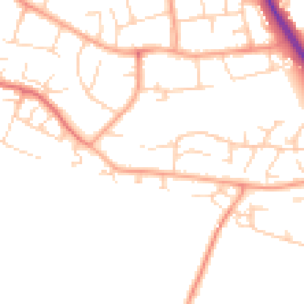 Daytime road noise heatmap for SG2 8SR