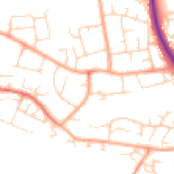 Daytime road noise heatmap for SG2 8TY