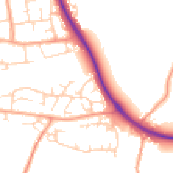 Daytime road noise heatmap for SG2 8UQ