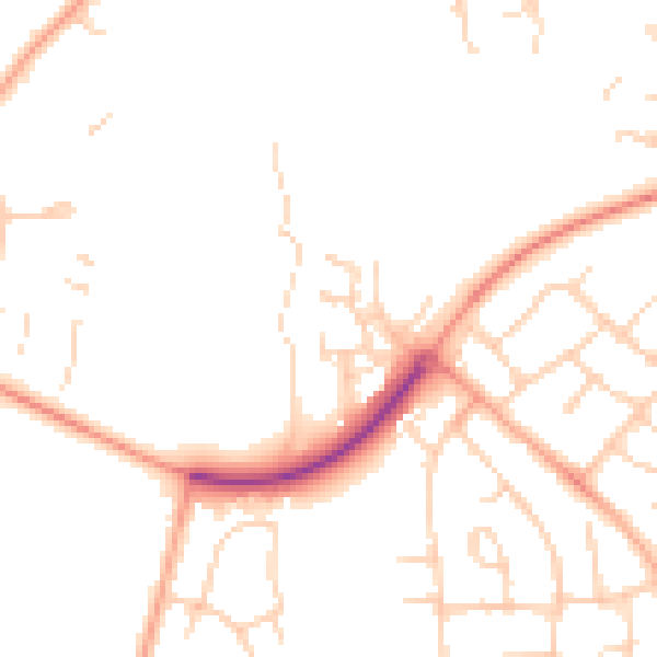 Daytime road noise heatmap for SG2 8UR