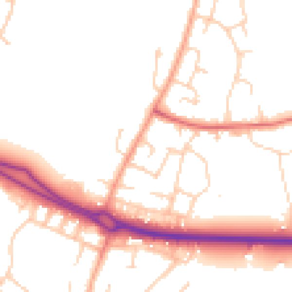 Daytime road noise heatmap for SG2 9AL