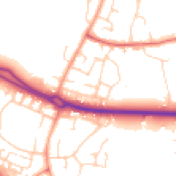Daytime road noise heatmap for SG2 9AU