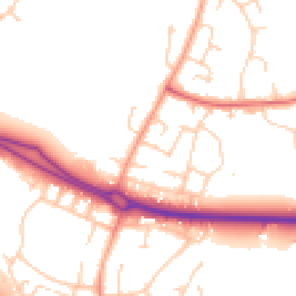 Daytime road noise heatmap for SG2 9AW