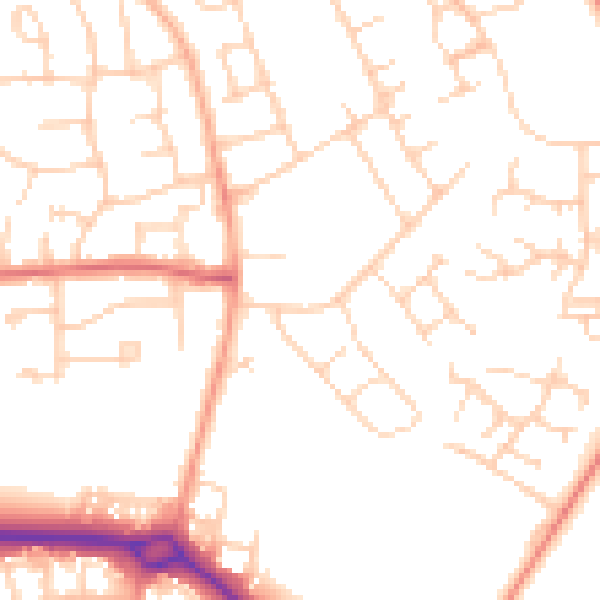 Daytime road noise heatmap for SG2 9LS