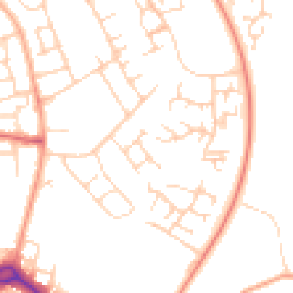 Daytime road noise heatmap for SG2 9NP