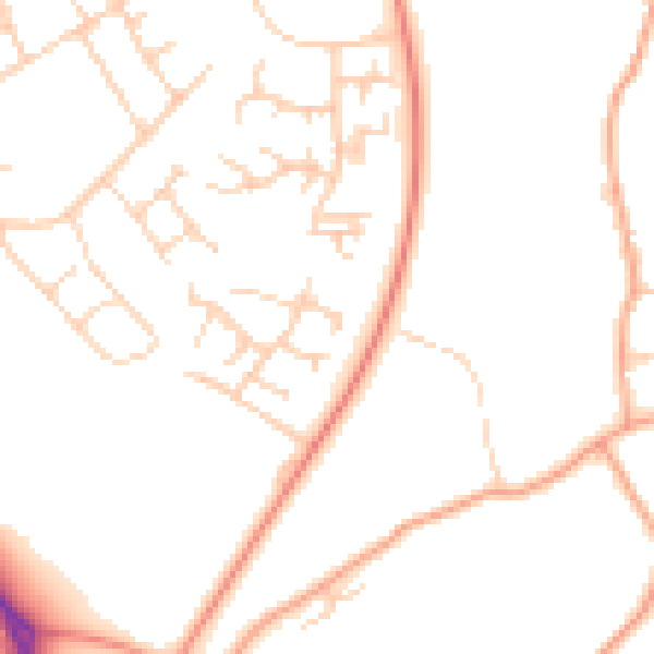 Daytime road noise heatmap for SG2 9PE