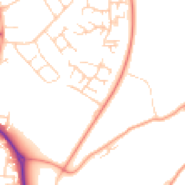 Daytime road noise heatmap for SG2 9PG