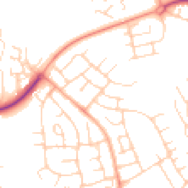 Daytime road noise heatmap for SG2 9RQ