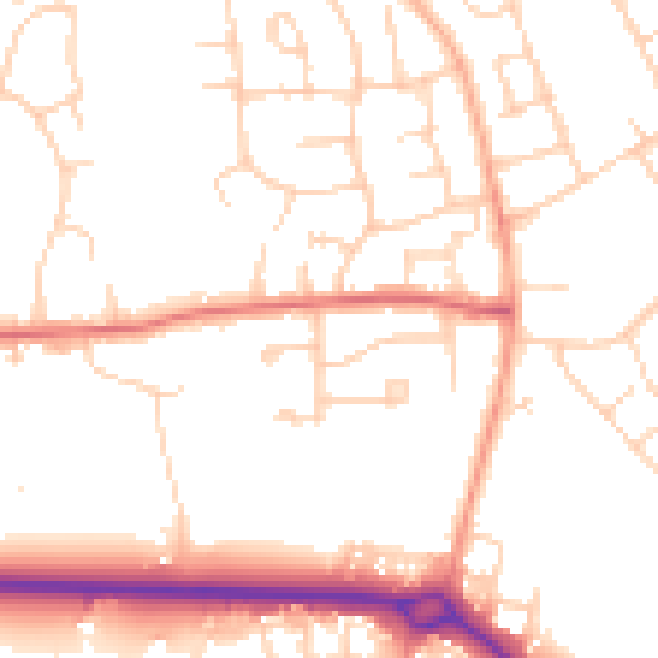 Daytime road noise heatmap for SG2 9SR