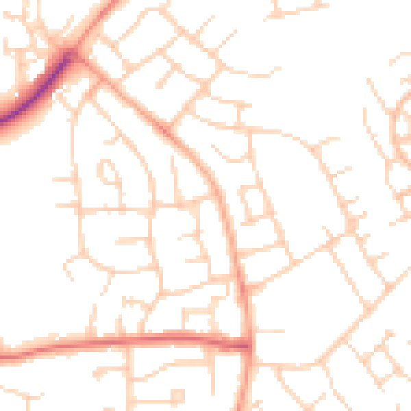 Daytime road noise heatmap for SG2 9TA