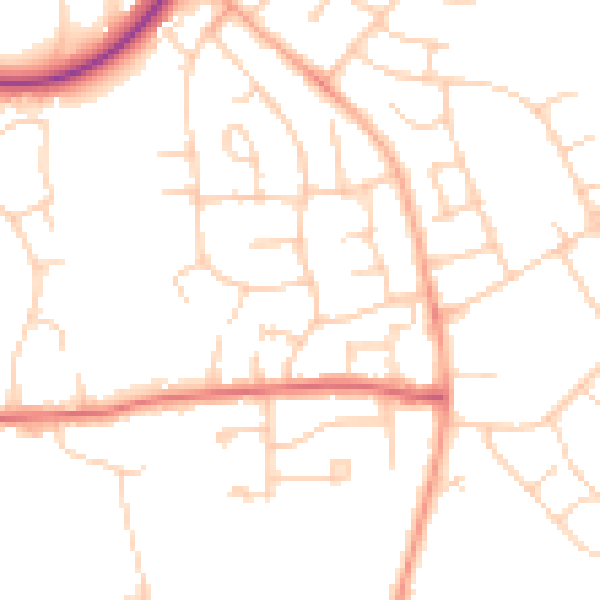 Daytime road noise heatmap for SG2 9TW