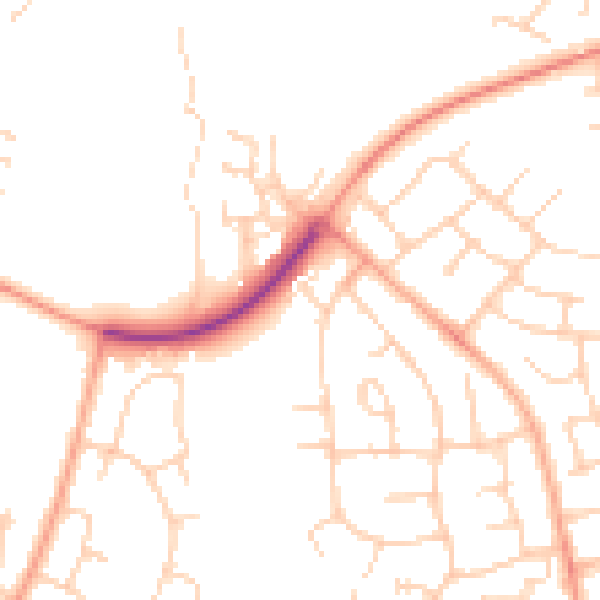 Daytime road noise heatmap for SG2 9UG