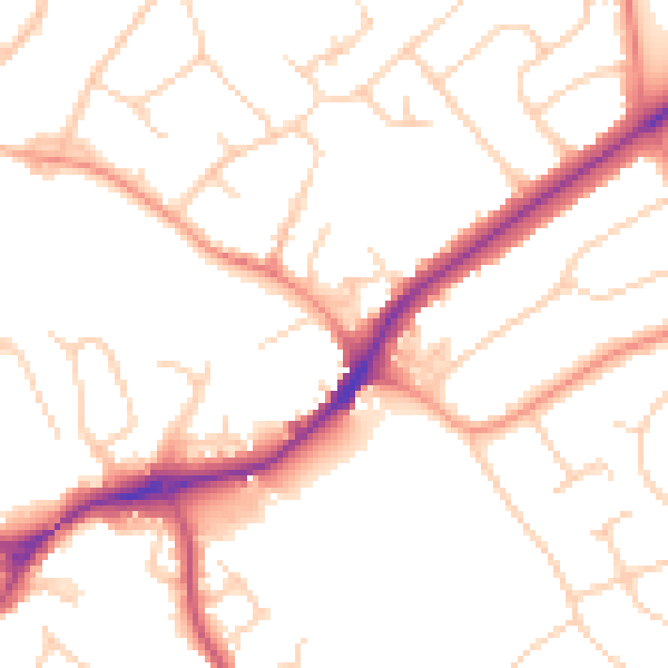 Daytime road noise heatmap for SG4 0AS