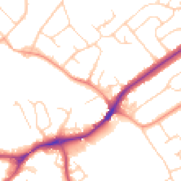 Daytime road noise heatmap for SG4 0AT