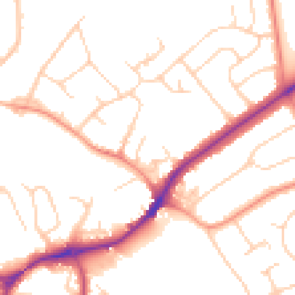 Daytime road noise heatmap for SG4 0AX