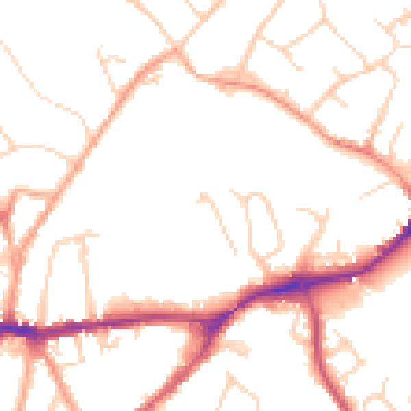 Daytime road noise heatmap for SG4 0BJ