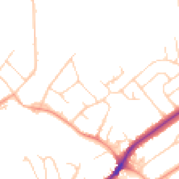 Daytime road noise heatmap for SG4 0BL