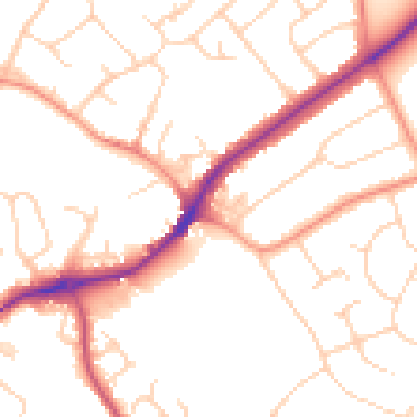 Daytime road noise heatmap for SG4 0BQ
