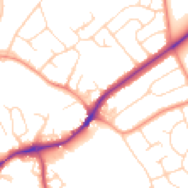 Daytime road noise heatmap for SG4 0BS