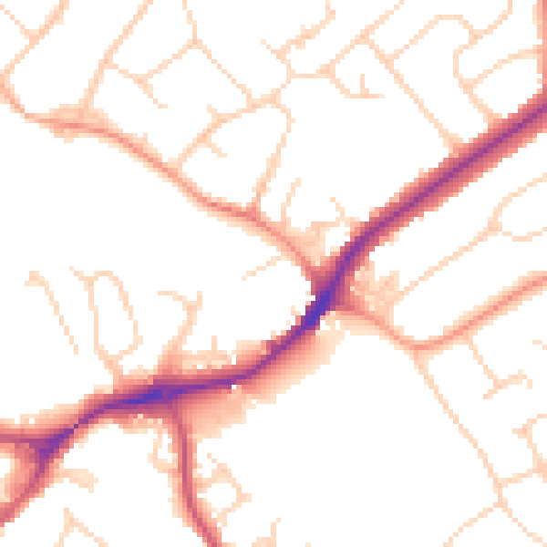 Daytime road noise heatmap for SG4 0BT