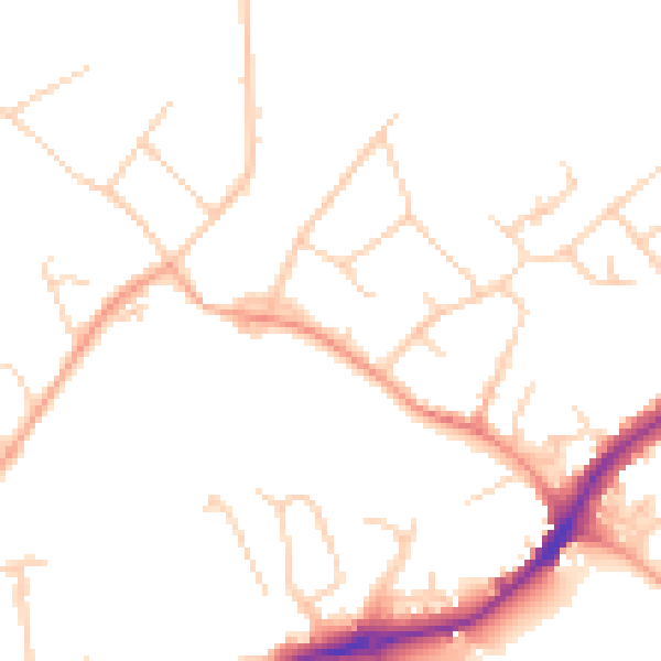 Daytime road noise heatmap for SG4 0BZ