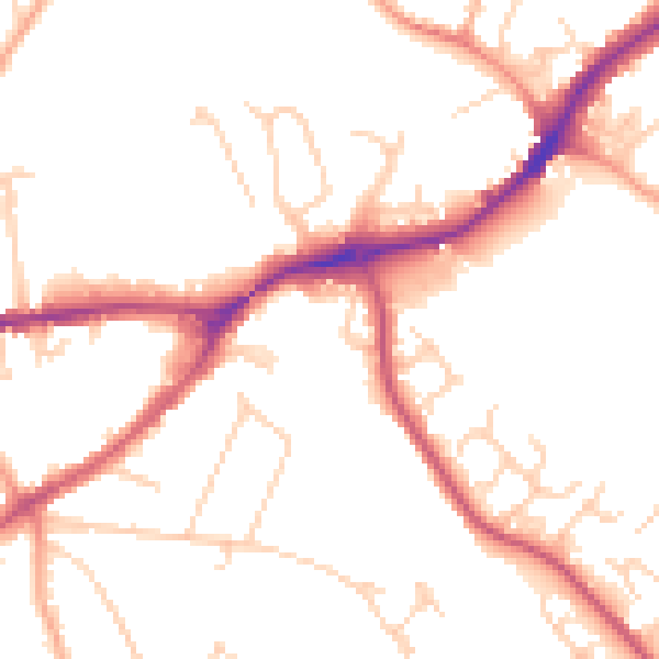 Daytime road noise heatmap for SG4 0DH