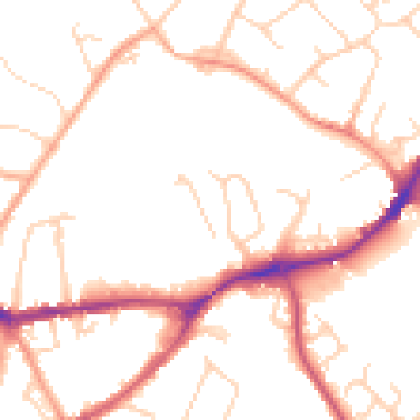 Daytime road noise heatmap for SG4 0JL