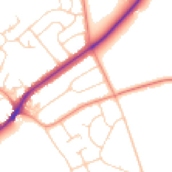 Daytime road noise heatmap for SG4 0LE