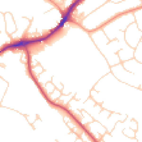 Daytime road noise heatmap for SG4 0LF