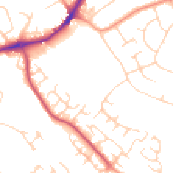 Daytime road noise heatmap for SG4 0LL