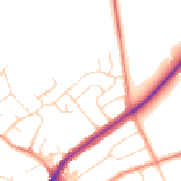 Daytime road noise heatmap for SG4 0QG
