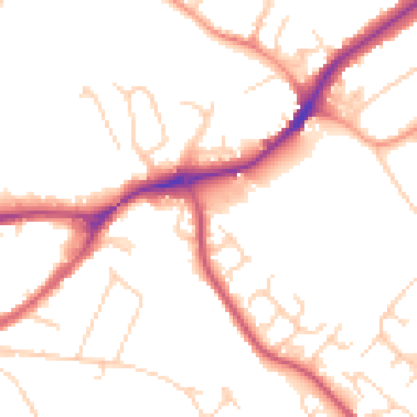Daytime road noise heatmap for SG4 0QQ