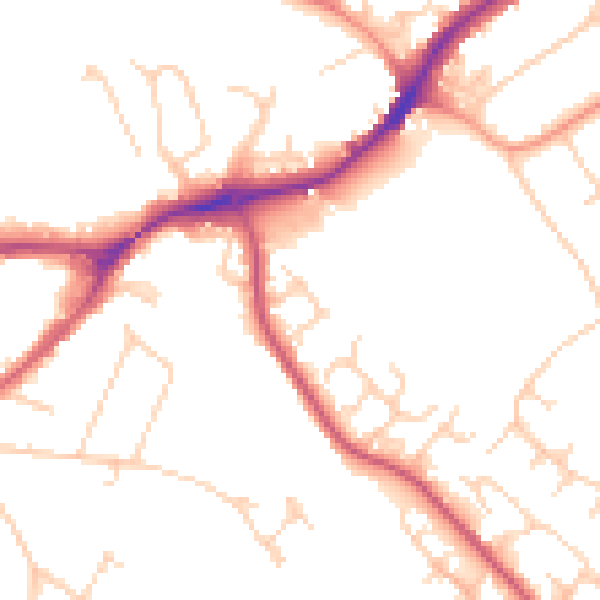 Daytime road noise heatmap for SG4 0QR