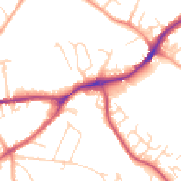 Daytime road noise heatmap for SG4 0RB