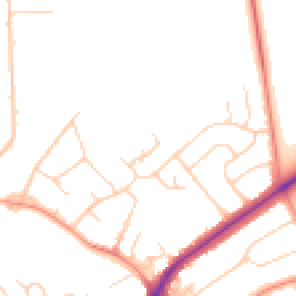 Daytime road noise heatmap for SG4 0RJ