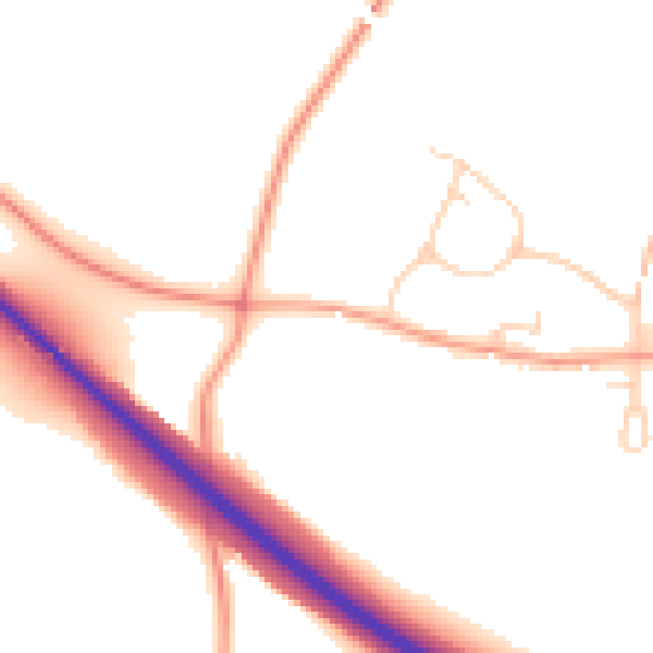 Daytime road noise heatmap for SG4 7JD