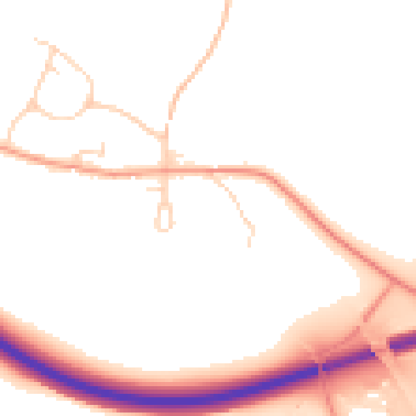 Daytime road noise heatmap for SG4 7JE