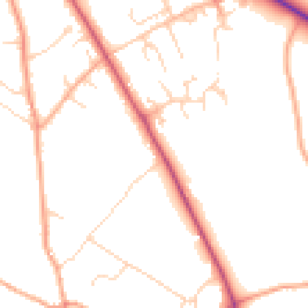 Daytime road noise heatmap for SG4 7NF