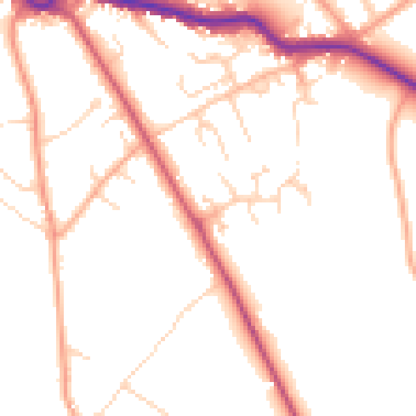Daytime road noise heatmap for SG4 7SS