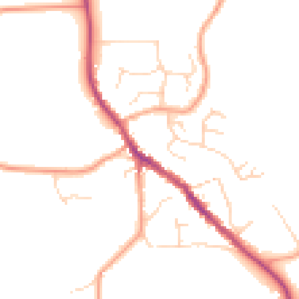 Daytime road noise heatmap for SG4 8BQ