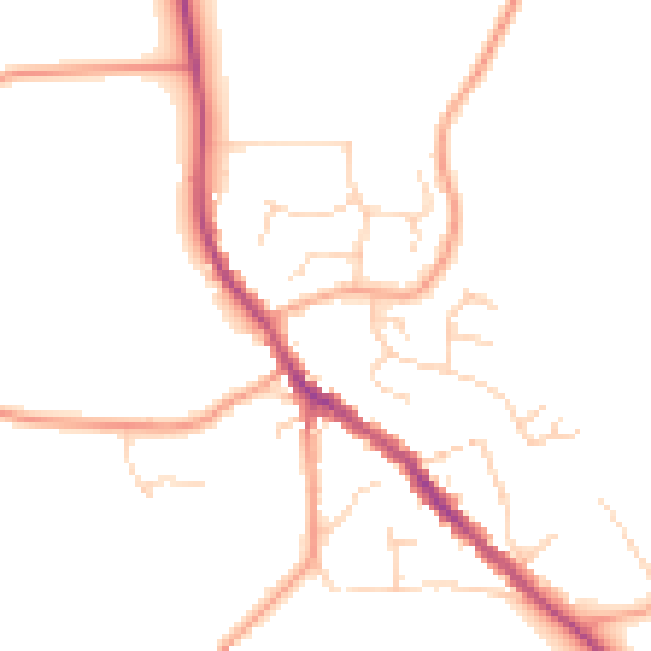 Daytime road noise heatmap for SG4 8EW
