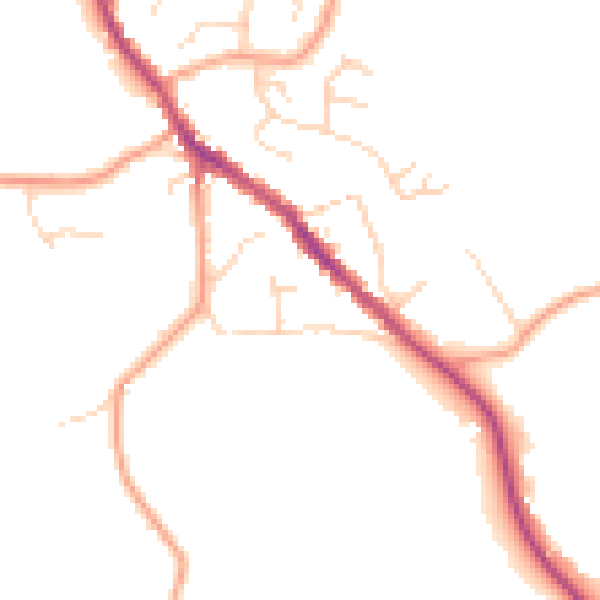 Daytime road noise heatmap for SG4 8UJ